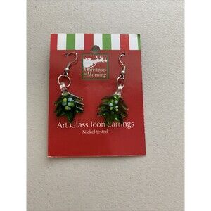 Dennis East International Art Glass Icon Christmas Earrings New